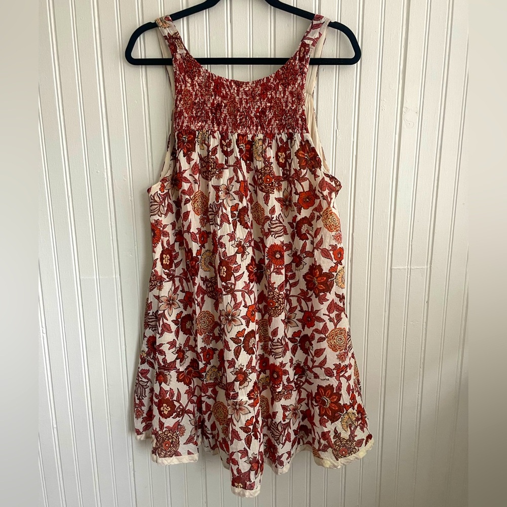 Women’s Free People Oh Baby Mini Dress in Cream/Burnt Orange, Size Med